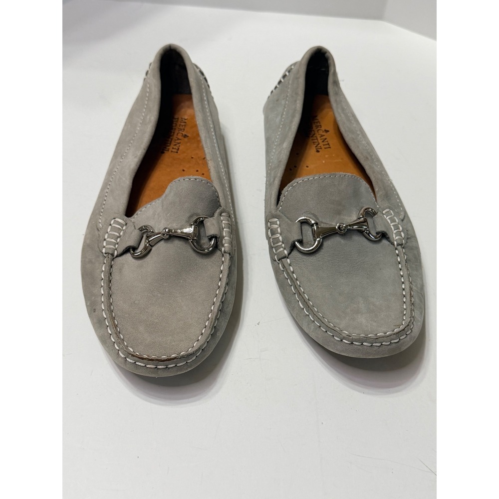 Mercanti Fiorentini Grey Suede Horsebit Driving Loafers MF-3006 Womens 6B